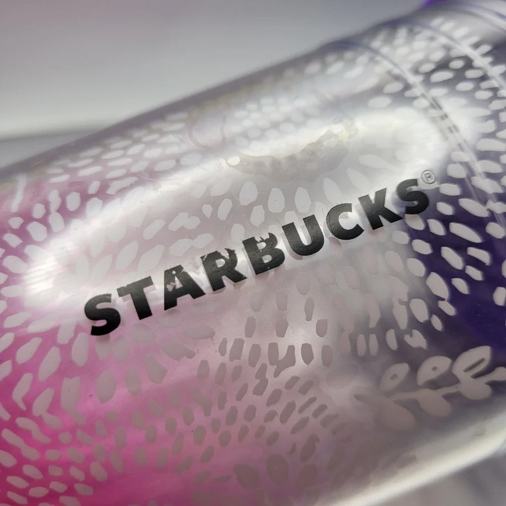 Starbucks 2012 Dandelion Blossom Pink Cup Tumbler 24 oz‎ Replaced Purple Lid